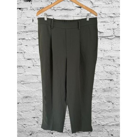 Vince Womens XL Olive Green Pleated Trousers Pull-up Adjustable Waist Easy Wear - Picture 1 of 9